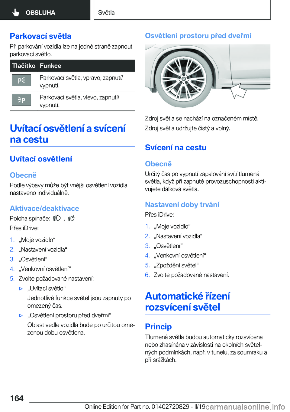 BMW X4 2019  Návod na použití (in Czech) �P�a�r�k�o�v�a�c�