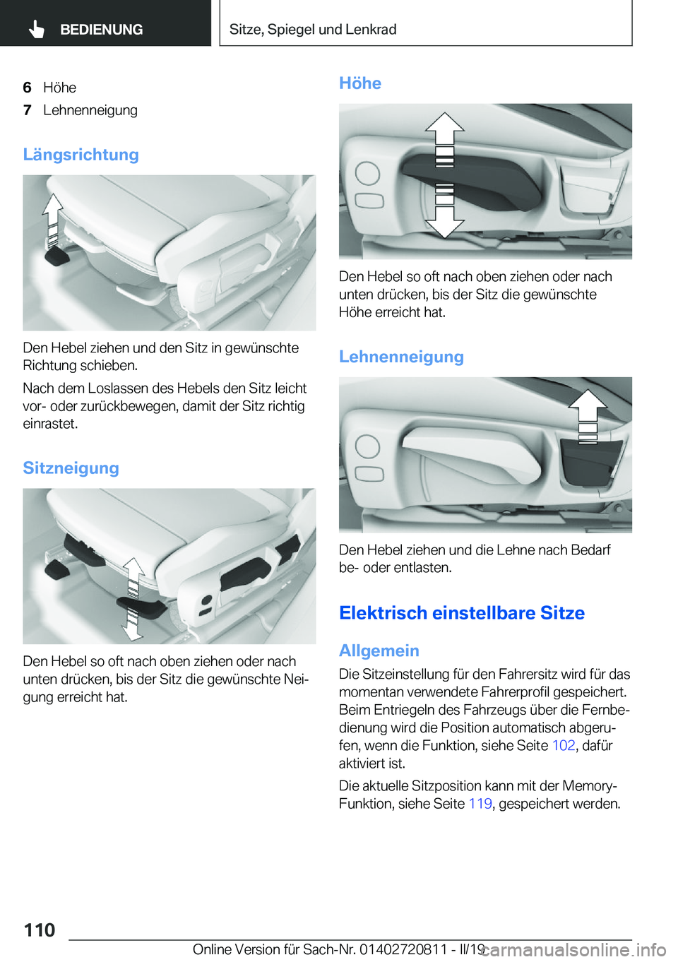 BMW X4 2019  Betriebsanleitungen (in German) �6�H�
