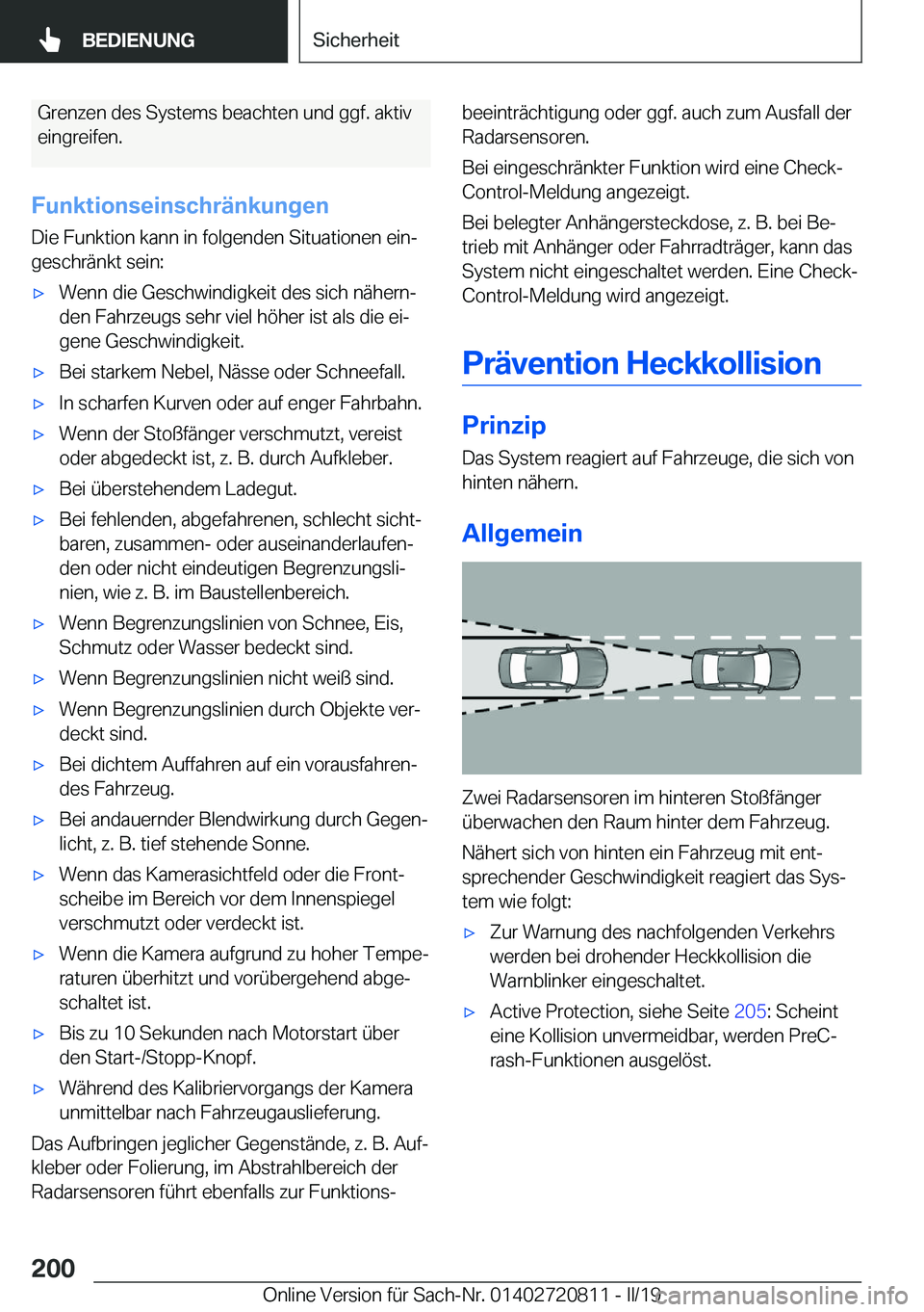 BMW X4 2019  Betriebsanleitungen (in German) �G�r�e�n�z�e�n��d�e�s��S�y�s�t�e�m�s��b�e�a�c�h�t�e�n��u�n�d��g�g�f�.��a�k�t�i�v�e�i�n�g�r�e�i�f�e�n�.
�F�u�n�k�t�i�o�n�s�e�i�n�s�c�h�r�