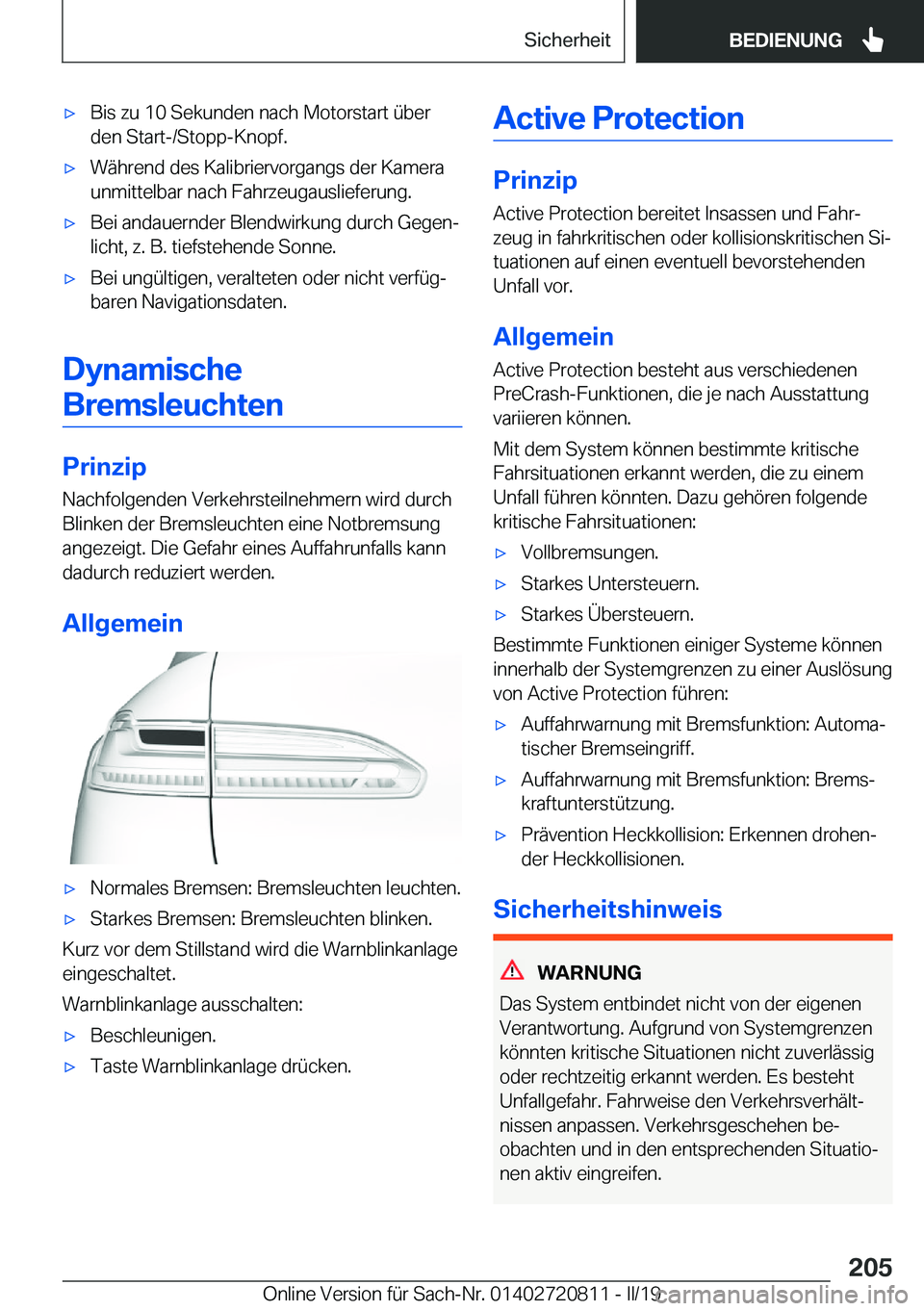 BMW X4 2019  Betriebsanleitungen (in German) x�B�i�s��z�u��1�0��S�e�k�u�n�d�e�n��n�a�c�h��M�o�t�o�r�s�t�a�r�t��