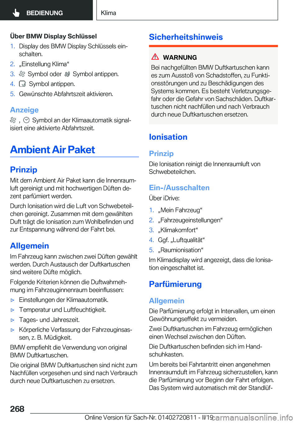 BMW X4 2019  Betriebsanleitungen (in German) �