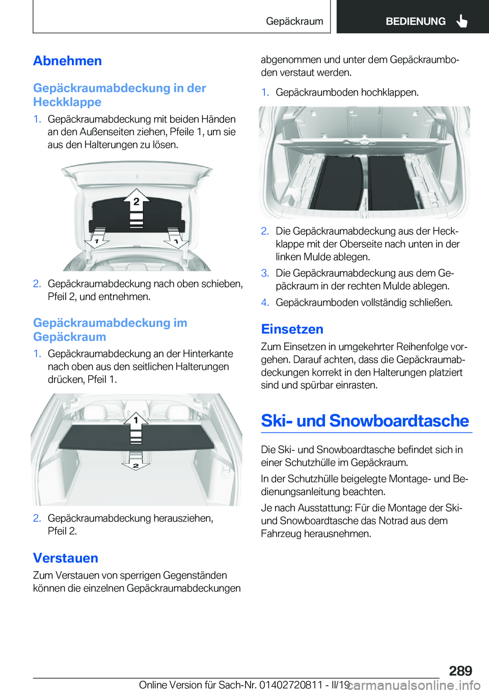BMW X4 2019  Betriebsanleitungen (in German) �A�b�n�e�h�m�e�n
�G�e�p�