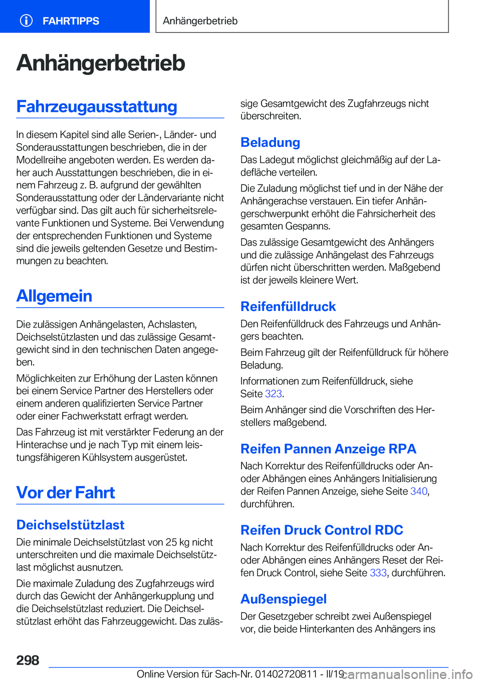BMW X4 2019  Betriebsanleitungen (in German) �A�n�h�