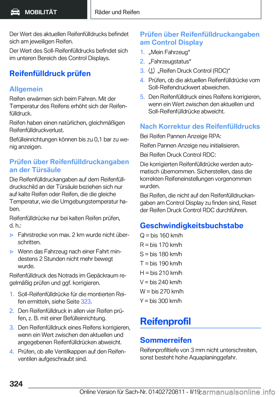 BMW X4 2019  Betriebsanleitungen (in German) �D�e�r��W�e�r�t��d�e�s��a�k�t�u�e�l�l�e�n��R�e�i�f�e�n�f�
