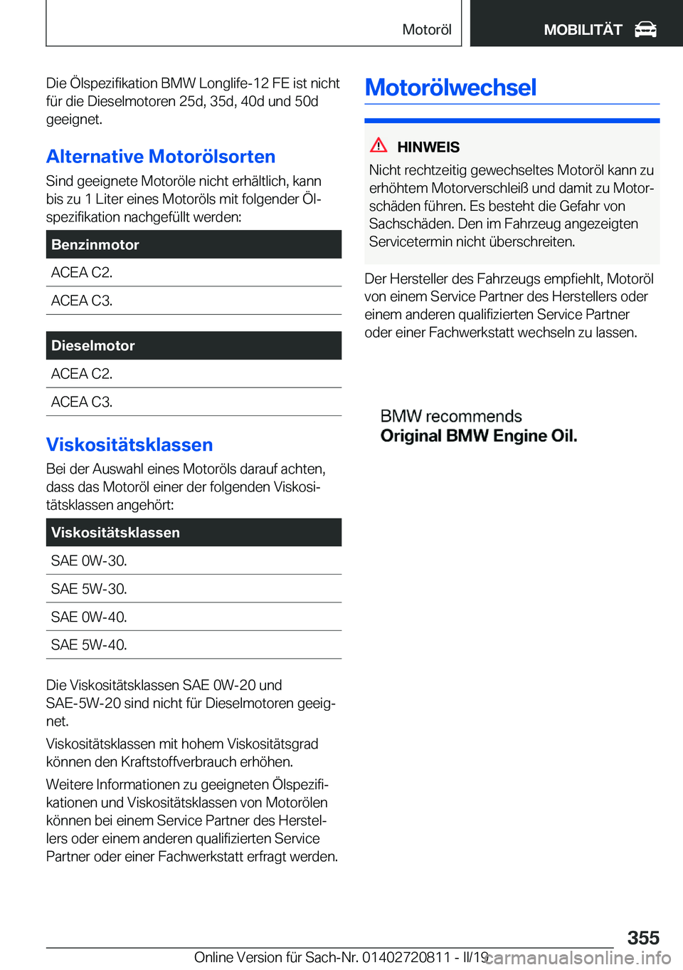 BMW X4 2019  Betriebsanleitungen (in German) �D�i�e��