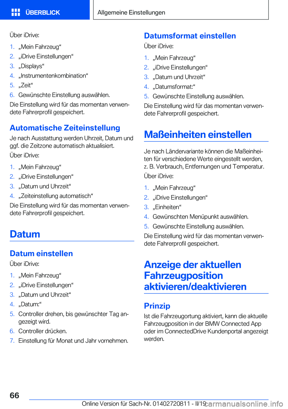 BMW X4 2019  Betriebsanleitungen (in German) �