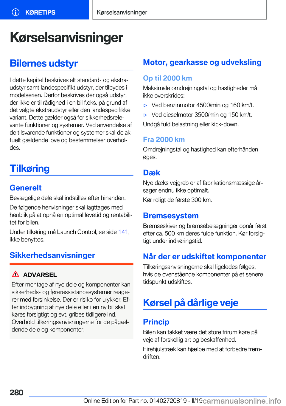 BMW X4 2019  InstruktionsbØger (in Danish) �K�