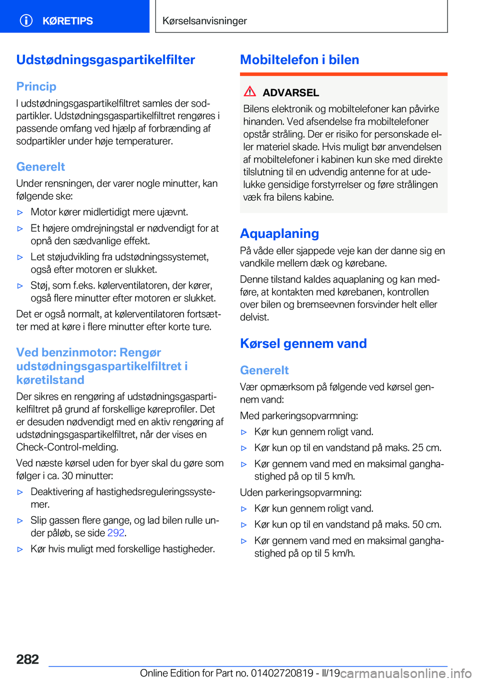 BMW X4 2019  InstruktionsbØger (in Danish) �U�d�s�t�