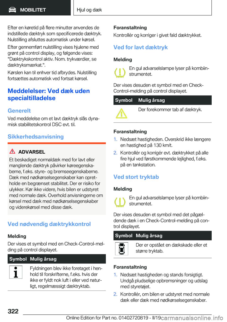 BMW X4 2019  InstruktionsbØger (in Danish) �E�f�t�e�r��e�n��k�