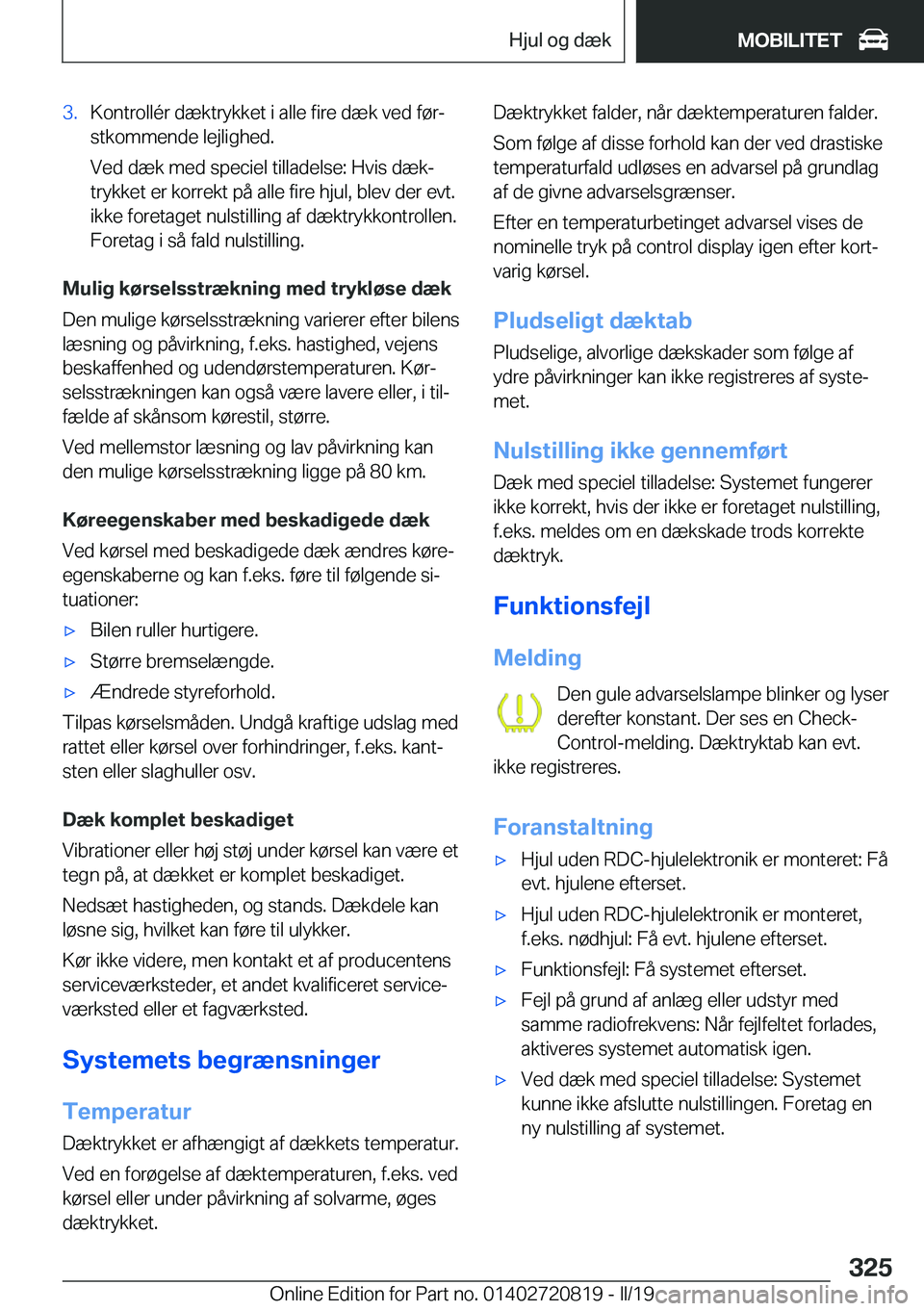 BMW X4 2019  InstruktionsbØger (in Danish) �3�.�K�o�n�t�r�o�l�l�