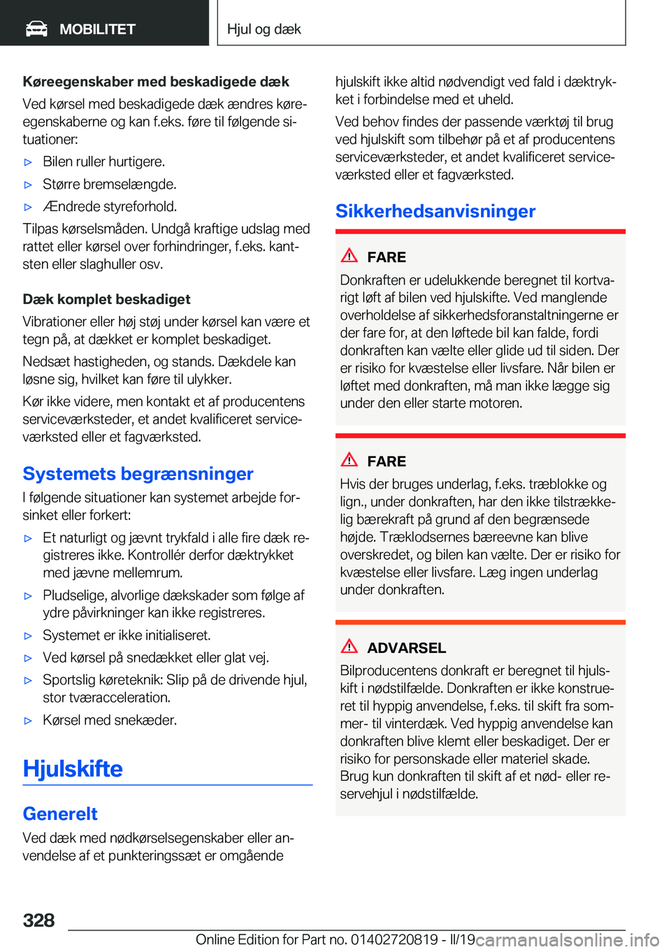 BMW X4 2019  InstruktionsbØger (in Danish) �K�