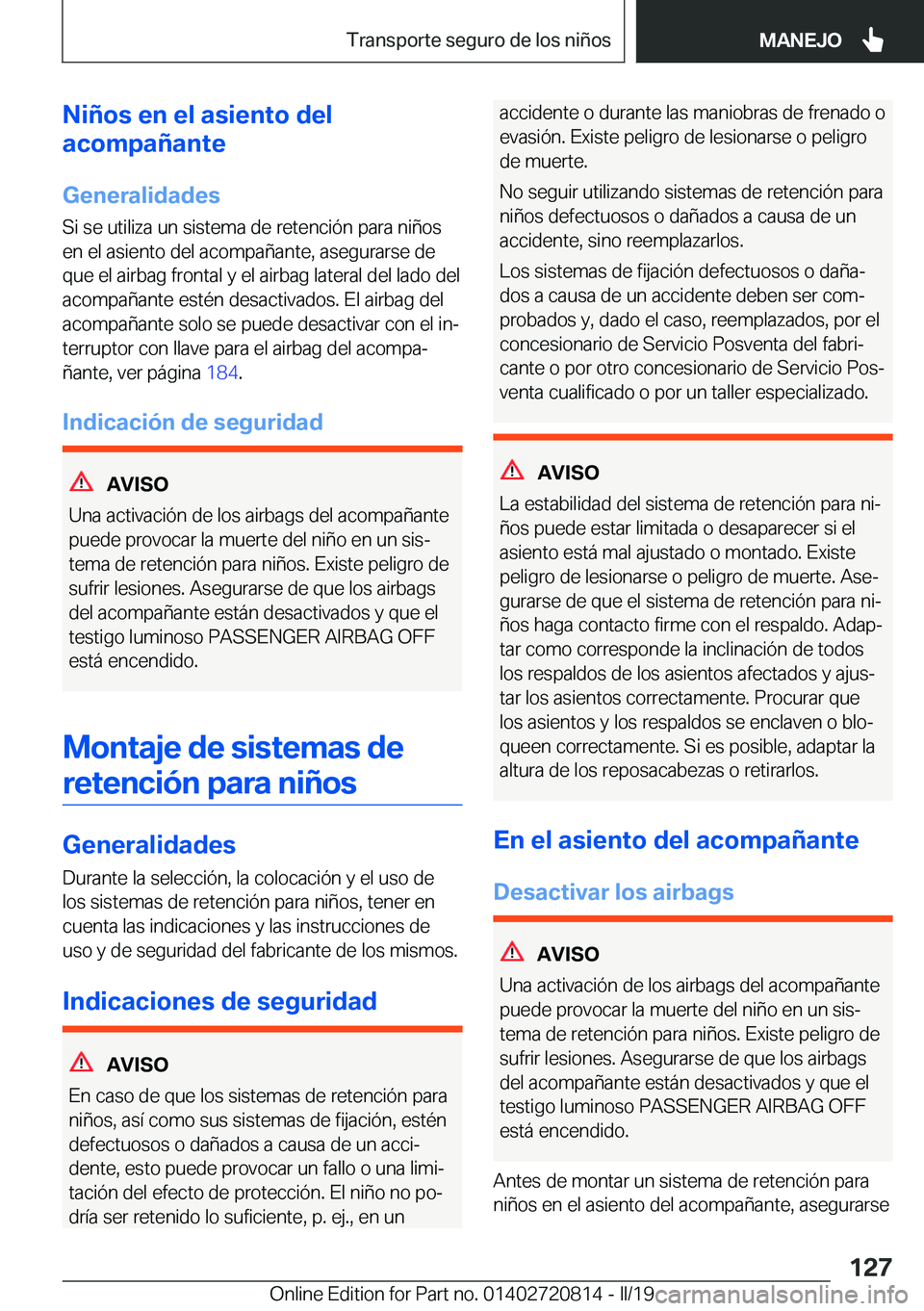 BMW X4 2019  Manuales de Empleo (in Spanish) �N�i�