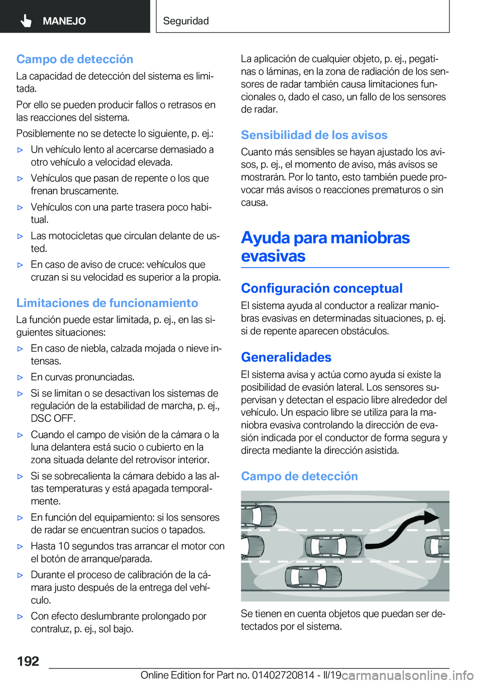 BMW X4 2019  Manuales de Empleo (in Spanish) �C�a�m�p�o��d�e��d�e�t�e�c�c�i�