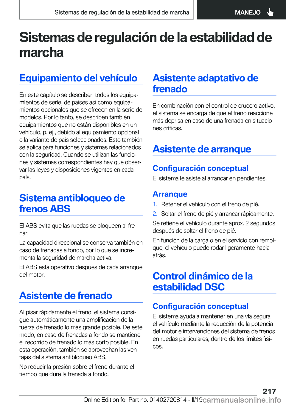 BMW X4 2019  Manuales de Empleo (in Spanish) �S�i�s�t�e�m�a�s��d�e��r�e�g�u�l�a�c�i�