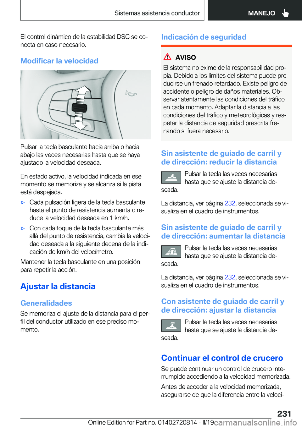 BMW X4 2019  Manuales de Empleo (in Spanish) �E�l��c�o�n�t�r�o�l��d�i�n�