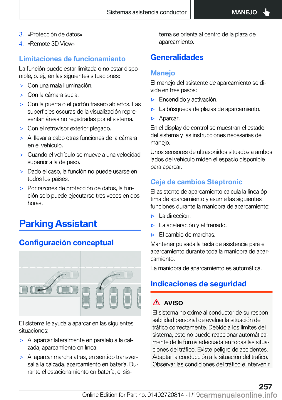 BMW X4 2019  Manuales de Empleo (in Spanish) �3�.�«�P�r�o�t�e�c�c�i�