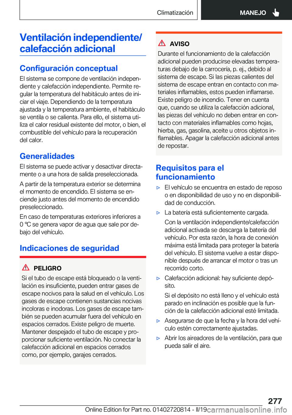 BMW X4 2019  Manuales de Empleo (in Spanish) �V�e�n�t�i�l�a�c�i�