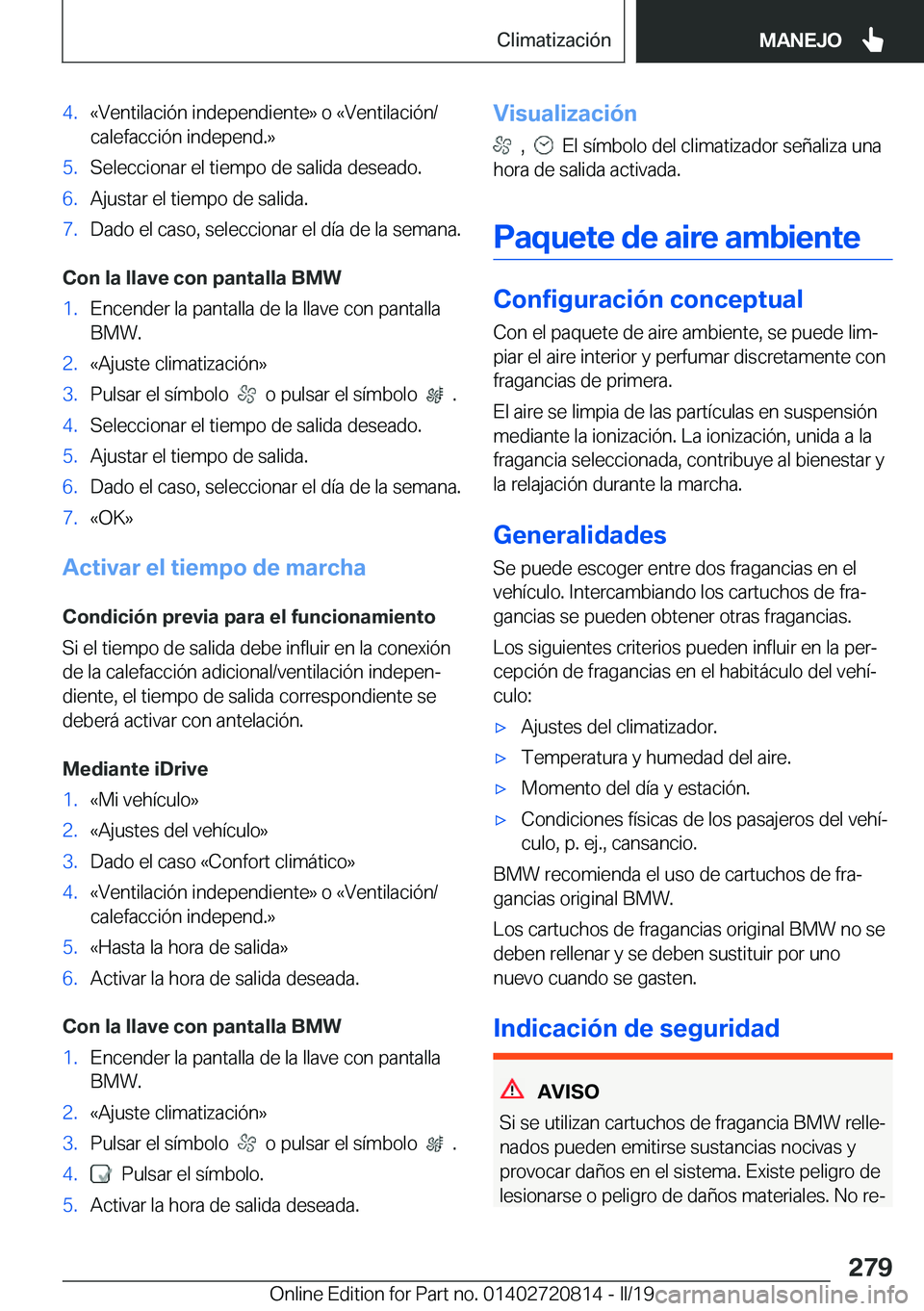 BMW X4 2019  Manuales de Empleo (in Spanish) �4�.�«�V�e�n�t�i�l�a�c�i�