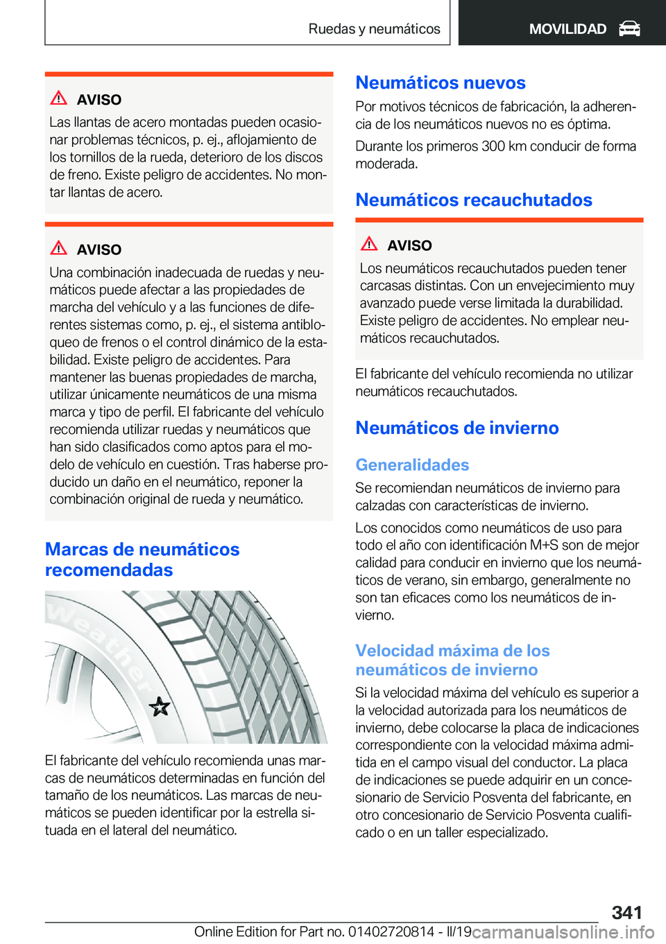 BMW X4 2019  Manuales de Empleo (in Spanish) �A�V�I�S�O
�L�a�s��l�l�a�n�t�a�s��d�e��a�c�e�r�o��m�o�n�t�a�d�a�s��p�u�e�d�e�n��o�c�a�s�i�oª �n�a�r��p�r�o�b�l�e�m�a�s��t�