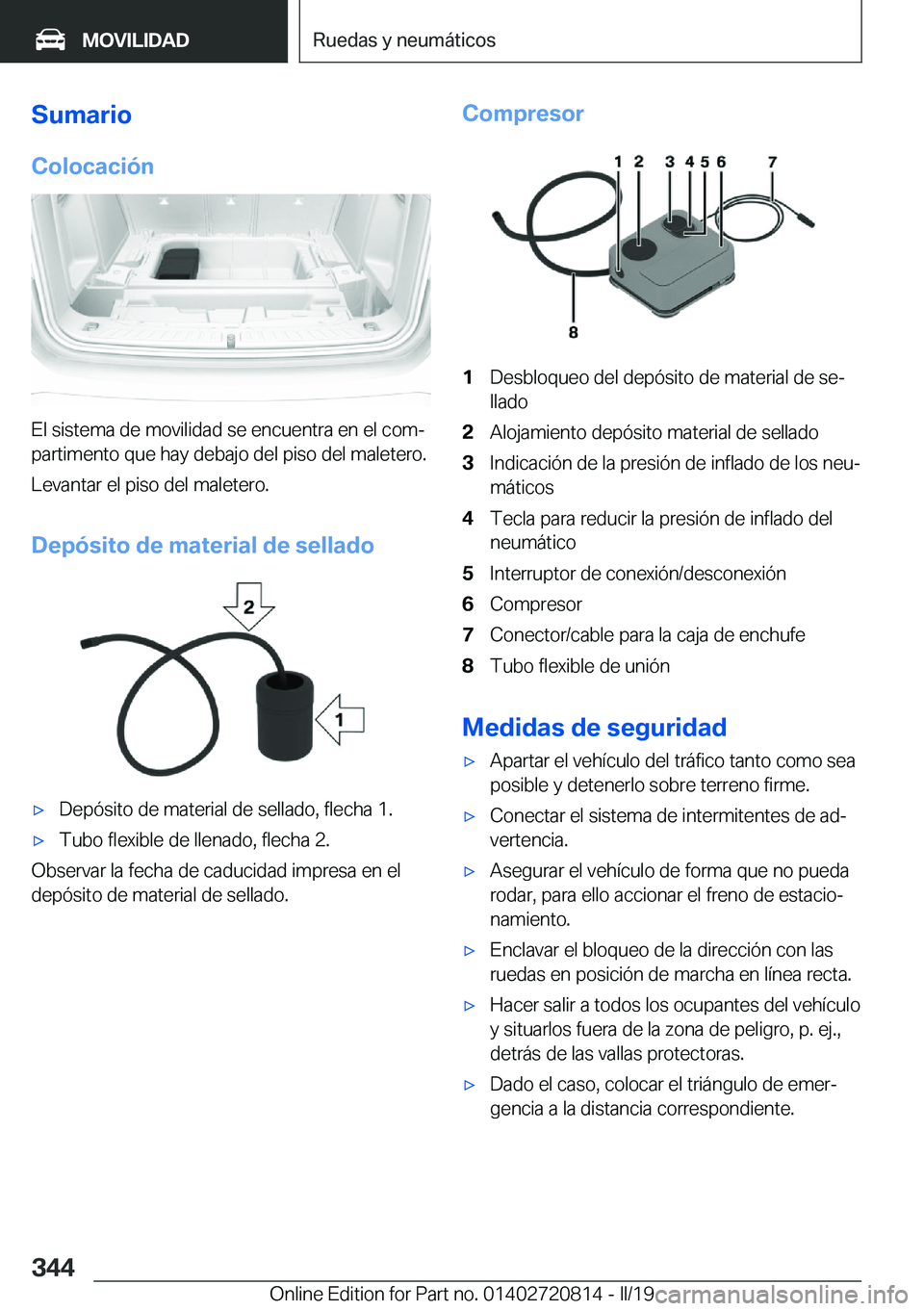 BMW X4 2019  Manuales de Empleo (in Spanish) �S�u�m�a�r�i�o�C�o�l�o�c�a�c�i�