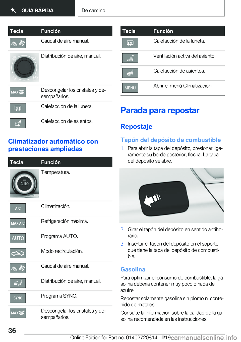 BMW X4 2019  Manuales de Empleo (in Spanish) �T�e�c�l�a�F�u�n�c�i�