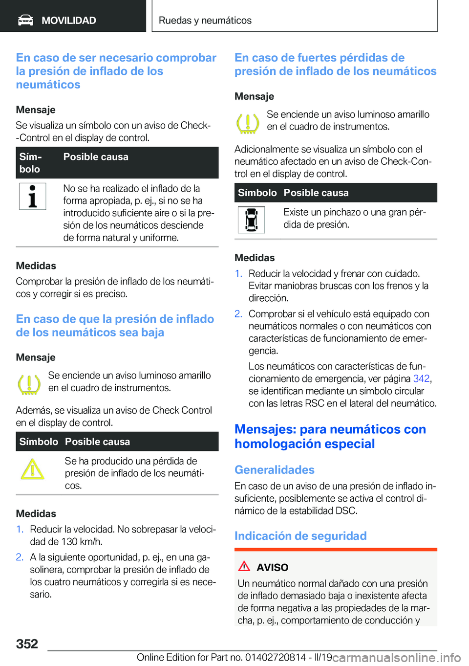 BMW X4 2019  Manuales de Empleo (in Spanish) �E�n��c�a�s�o��d�e��s�e�r��n�e�c�e�s�a�r�i�o��c�o�m�p�r�o�b�a�r
�l�a��p�r�e�s�i�