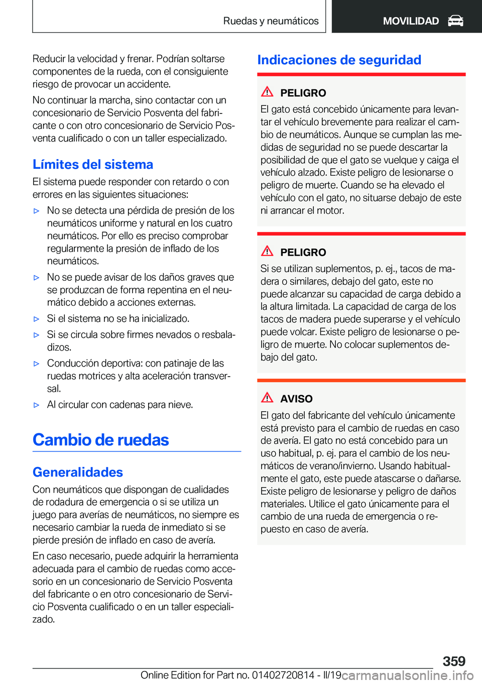 BMW X4 2019  Manuales de Empleo (in Spanish) �R�e�d�u�c�i�r��l�a��v�e�l�o�c�i�d�a�d��y��f�r�e�n�a�r�.��P�o�d�r�