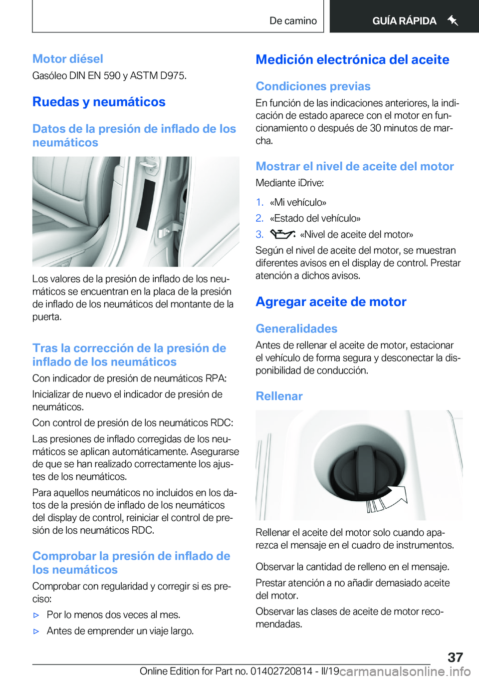 BMW X4 2019  Manuales de Empleo (in Spanish) �M�o�t�o�r��d�i�