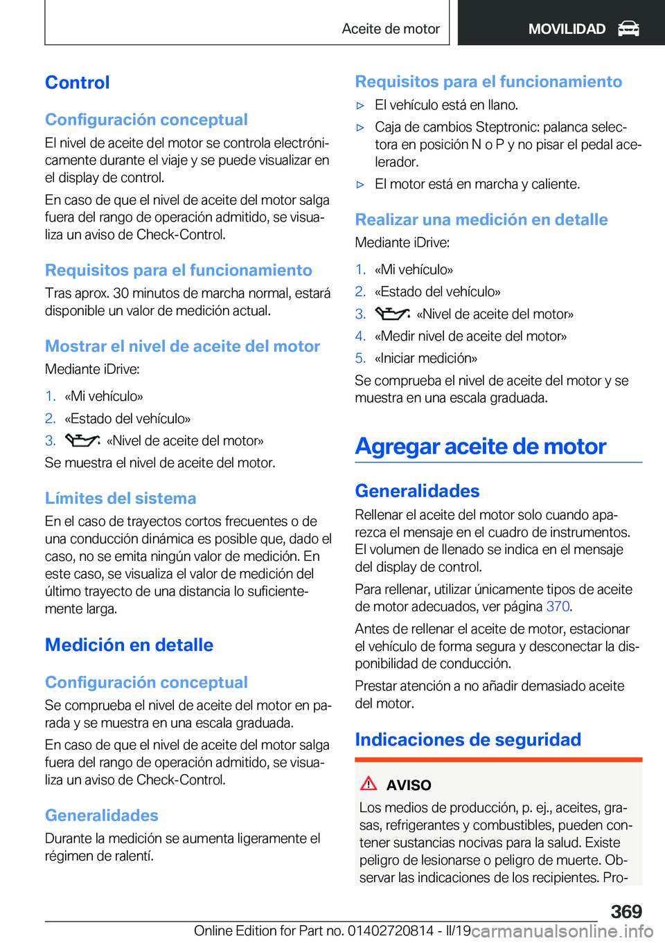 BMW X4 2019  Manuales de Empleo (in Spanish) �C�o�n�t�r�o�l
�C�o�n�f�i�g�u�r�a�c�i�