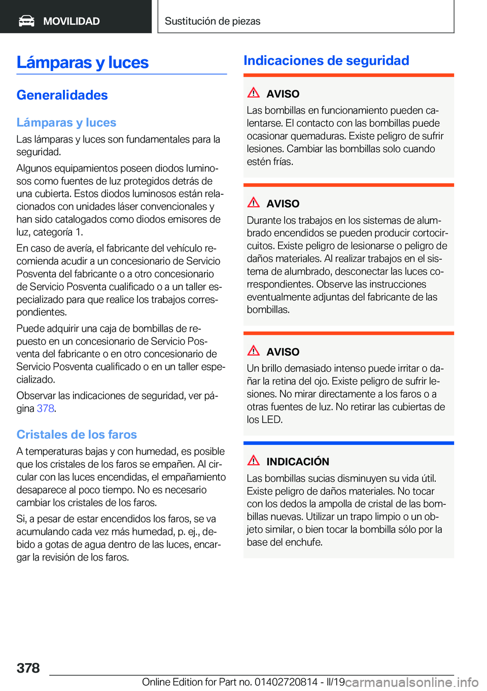 BMW X4 2019  Manuales de Empleo (in Spanish) �L�