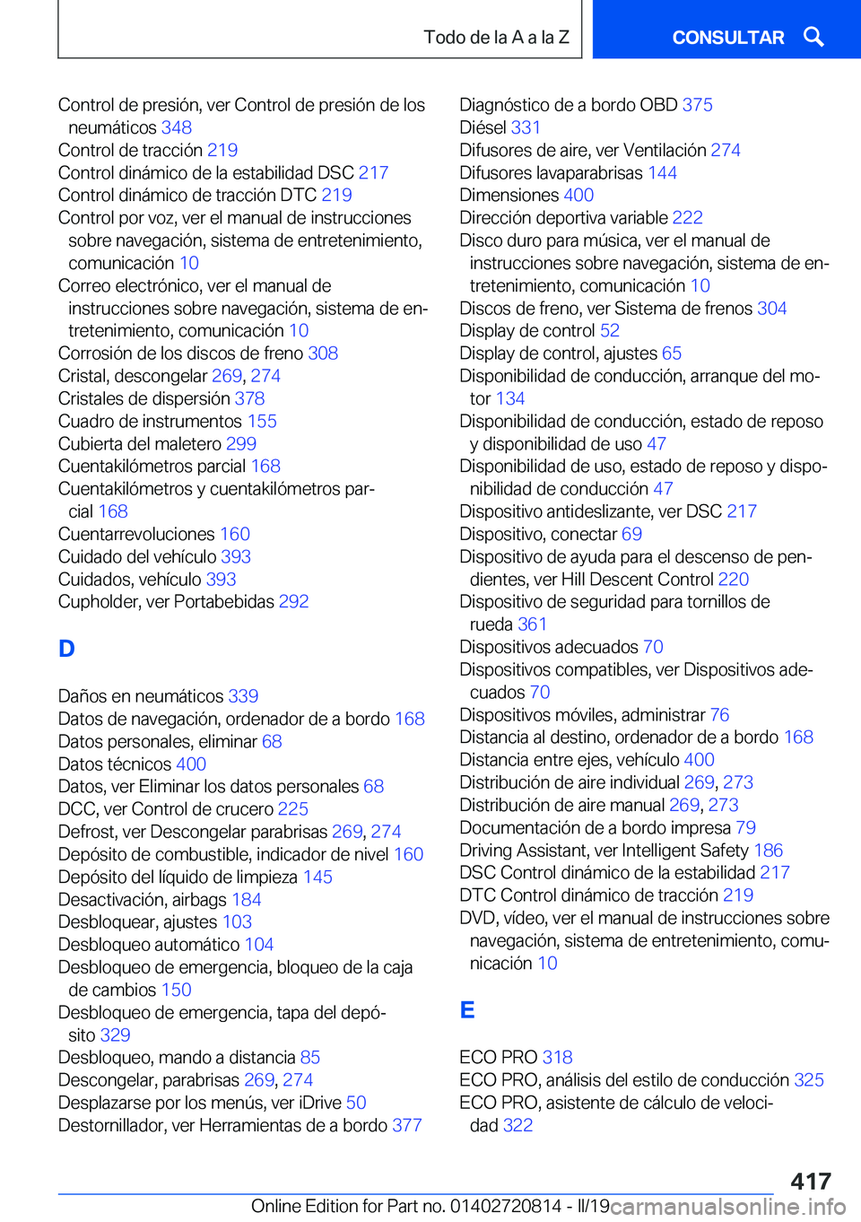 BMW X4 2019  Manuales de Empleo (in Spanish) �C�o�n�t�r�o�l��d�e��p�r�e�s�i�