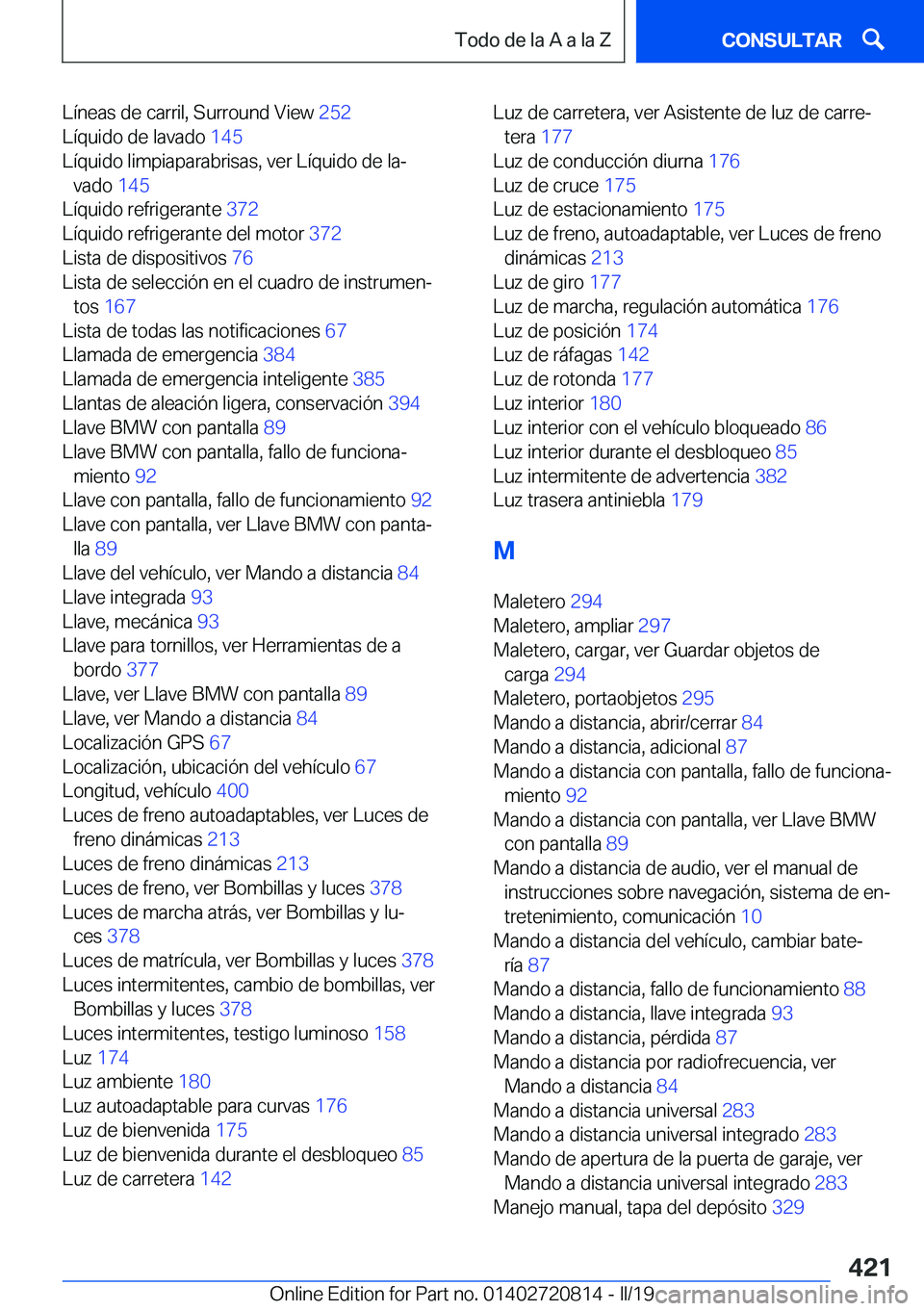 BMW X4 2019  Manuales de Empleo (in Spanish) �L�