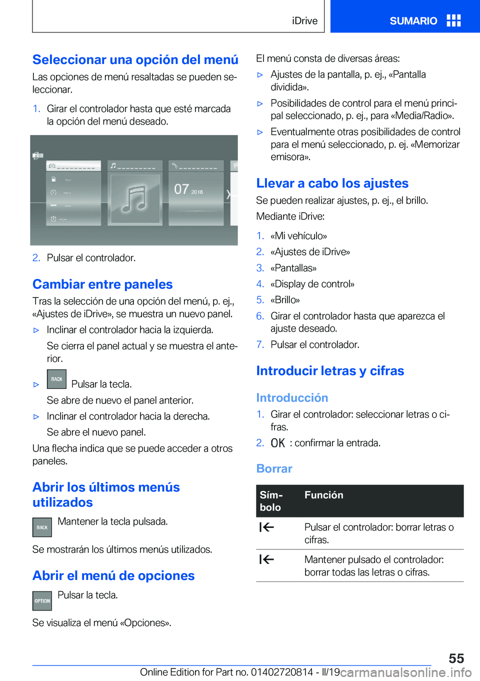 BMW X4 2019  Manuales de Empleo (in Spanish) �S�e�l�e�c�c�i�o�n�a�r��u�n�a��o�p�c�i�