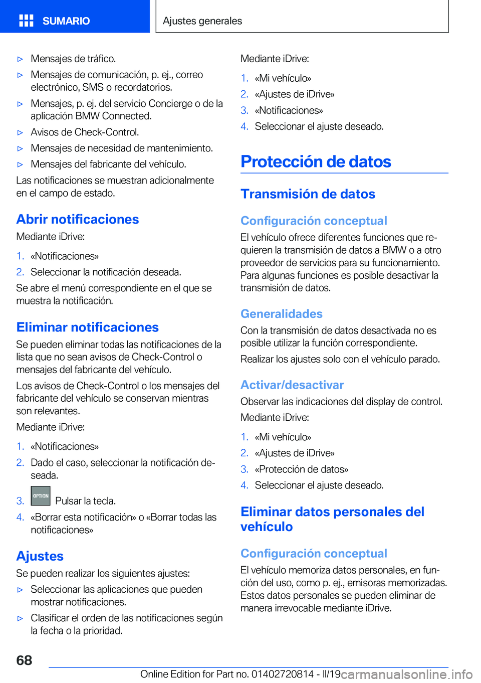 BMW X4 2019  Manuales de Empleo (in Spanish) x�M�e�n�s�a�j�e�s��d�e��t�r�