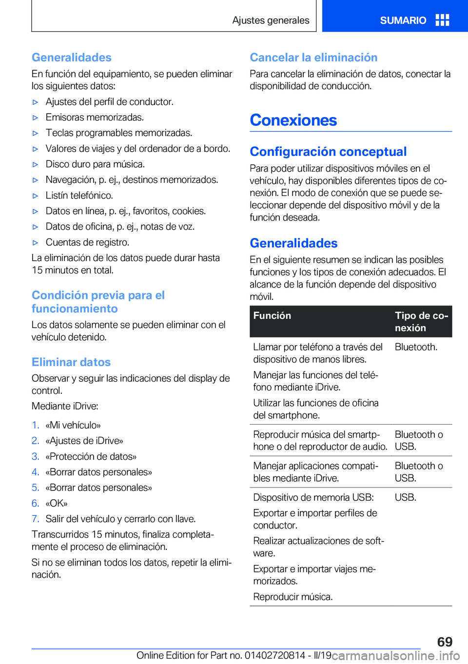 BMW X4 2019  Manuales de Empleo (in Spanish) �G�e�n�e�r�a�l�i�d�a�d�e�s
�E�n��f�u�n�c�i�