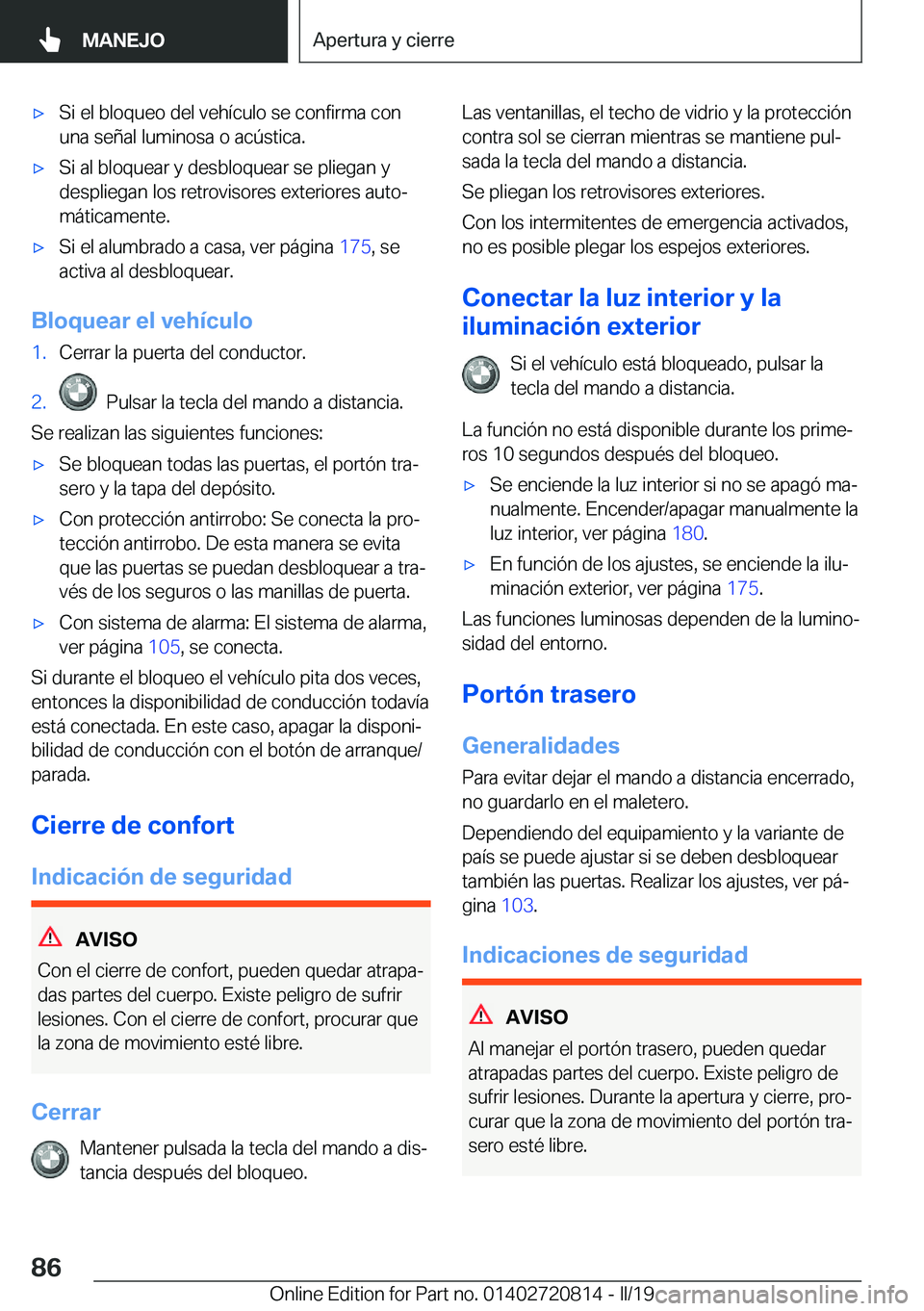BMW X4 2019  Manuales de Empleo (in Spanish) x�S�i��e�l��b�l�o�q�u�e�o��d�e�l��v�e�h�