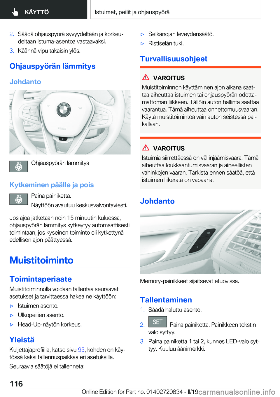 BMW X4 2019  Omistajan Käsikirja (in Finnish) �2�.�S�