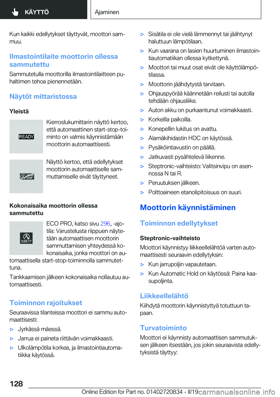 BMW X4 2019  Omistajan Käsikirja (in Finnish) �K�u�n��k�a�i�k�k�i��e�d�e�l�l�y�t�y�k�s�e�t��t�