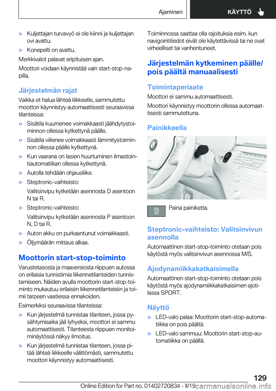 BMW X4 2019  Omistajan Käsikirja (in Finnish) 'x�K�u�l�j�e�t�t�a�j�a�n��t�u�r�v�a�v�y�