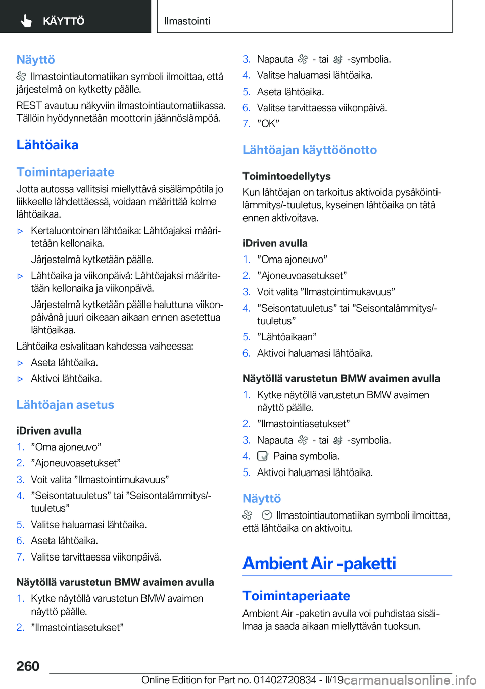 BMW X4 2019  Omistajan Käsikirja (in Finnish) �N�
