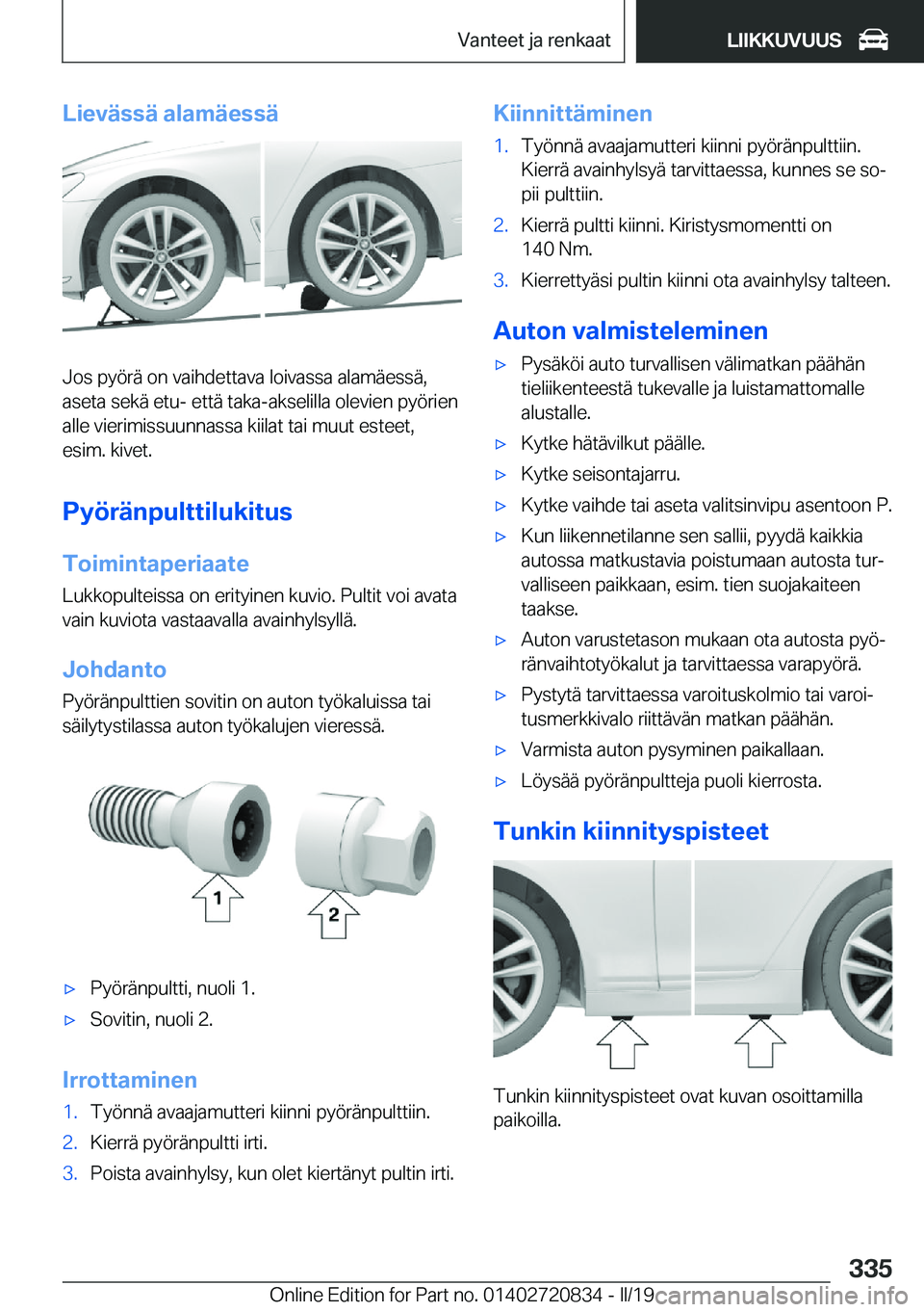 BMW X4 2019  Omistajan Käsikirja (in Finnish) �L�i�e�v�