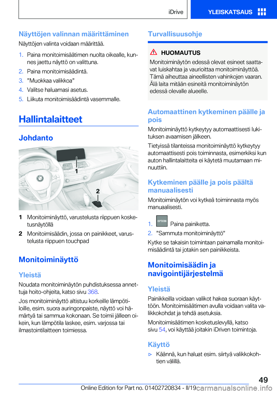 BMW X4 2019  Omistajan Käsikirja (in Finnish) �N�