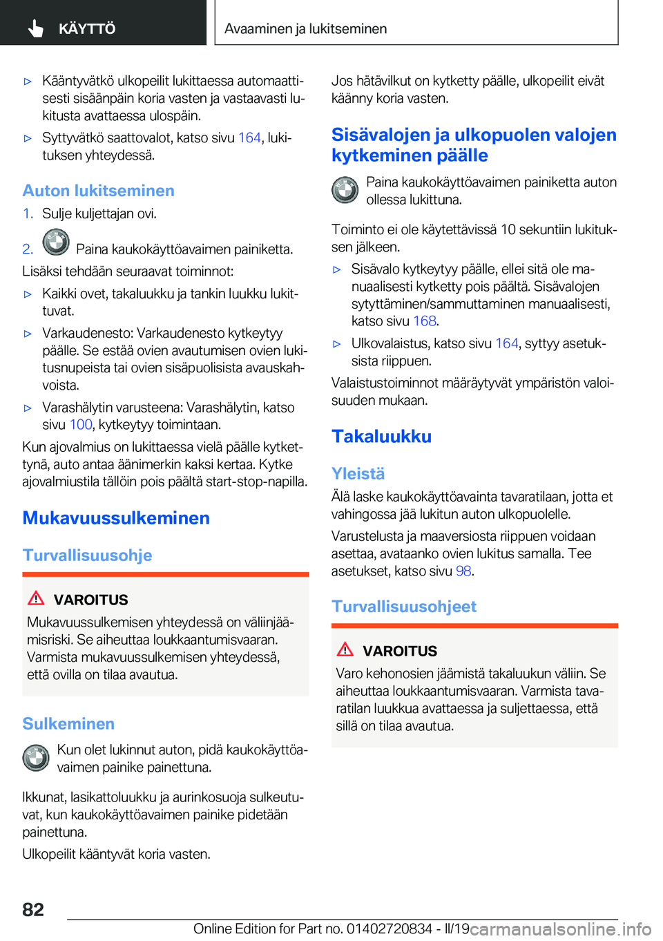 BMW X4 2019  Omistajan Käsikirja (in Finnish) 'x�K�