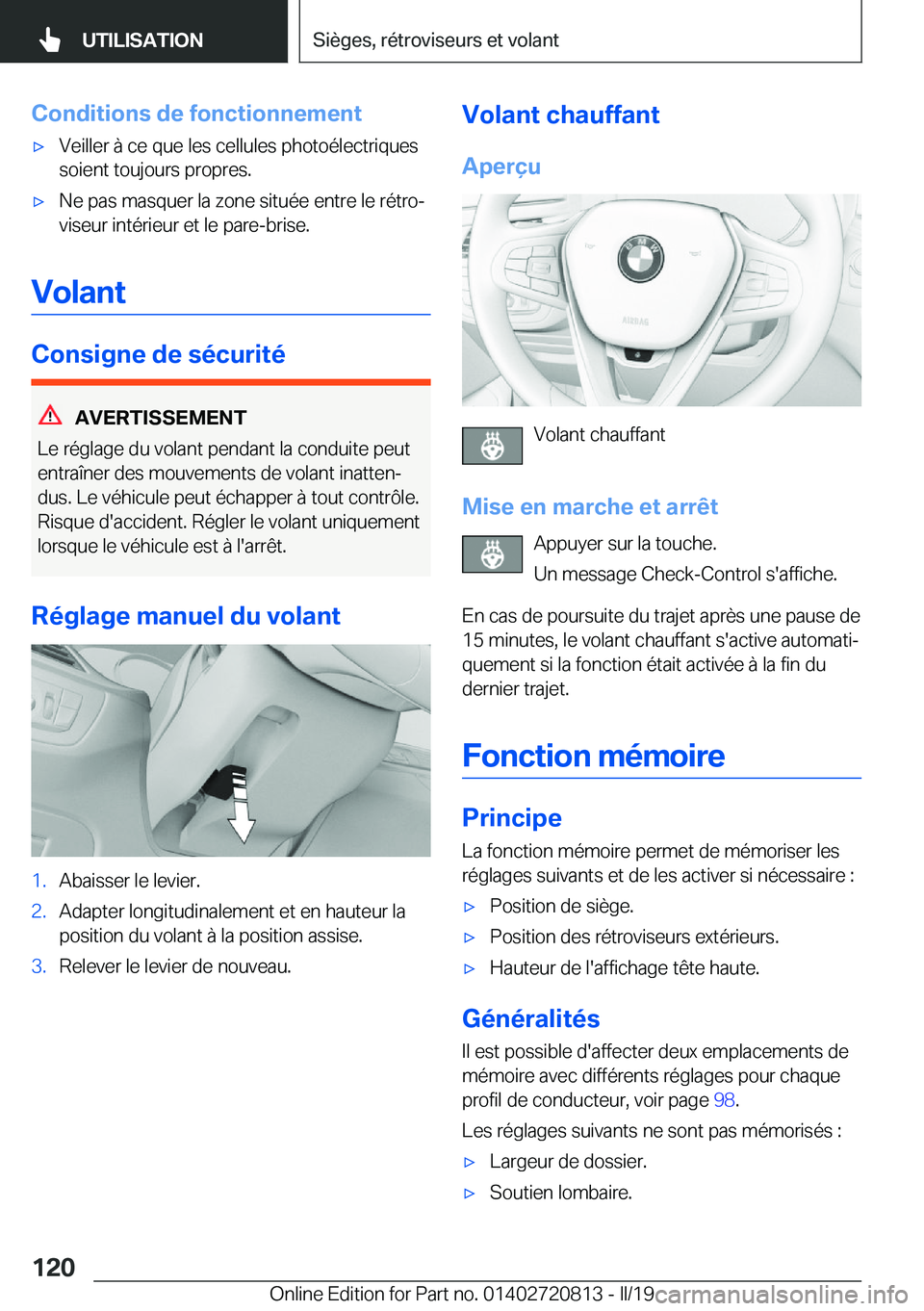 BMW X4 2019  Notices Demploi (in French) �C�o�n�d�i�t�i�o�n�s��d�e��f�o�n�c�t�i�o�n�n�e�m�e�n�t'x�V�e�i�l�l�e�r��