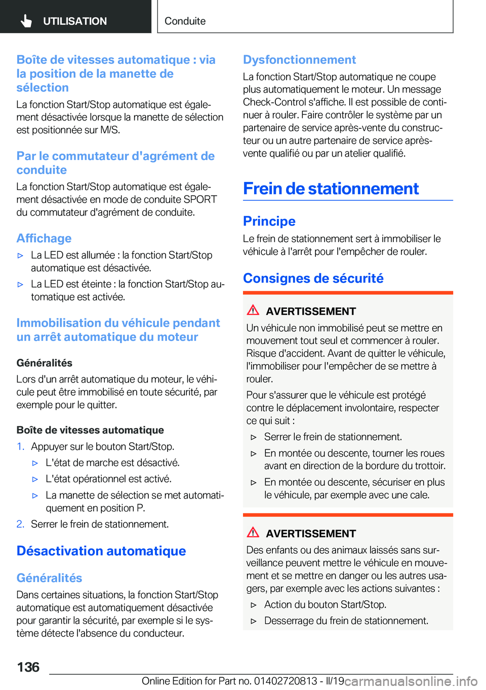 BMW X4 2019  Notices Demploi (in French) �B�o�