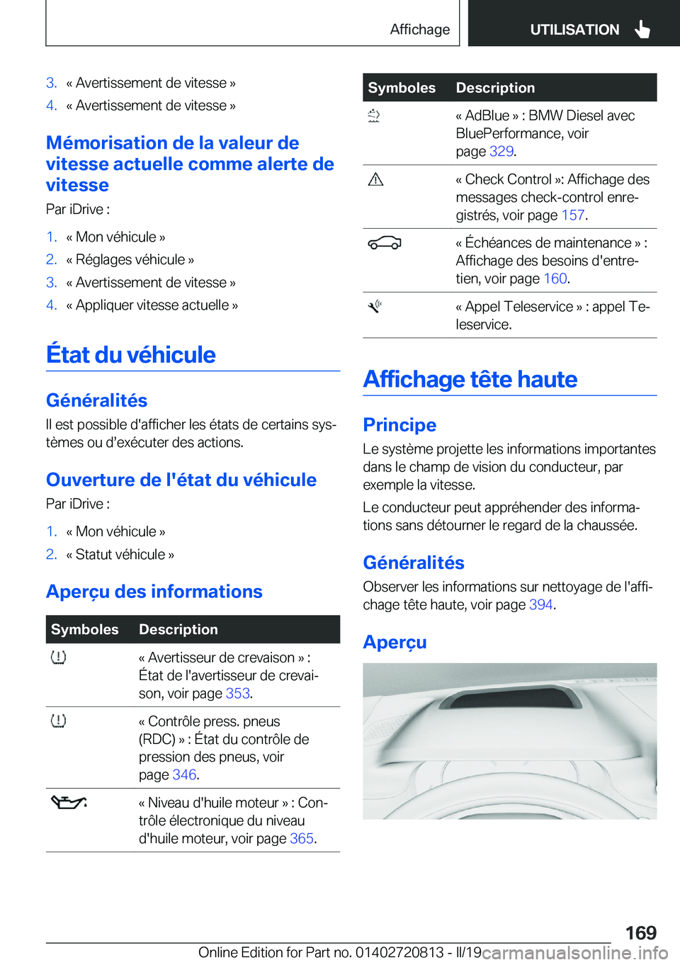 BMW X4 2019  Notices Demploi (in French) �3�.�k��A�v�e�r�t�i�s�s�e�m�e�n�t��d�e��v�i�t�e�s�s�e��{�4�.�k��A�v�e�r�t�i�s�s�e�m�e�n�t��d�e��v�i�t�e�s�s�e��{
�M�é�m�o�r�i�s�a�t�i�o�n��d�e��l�a��v�a�l�e�u�r��d�e
�v�i�t�e�s�s�e��a�c�