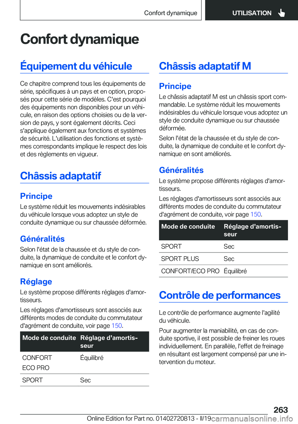 BMW X4 2019  Notices Demploi (in French) �C�o�n�f�o�r�t��d�y�n�a�m�i�q�u�e�