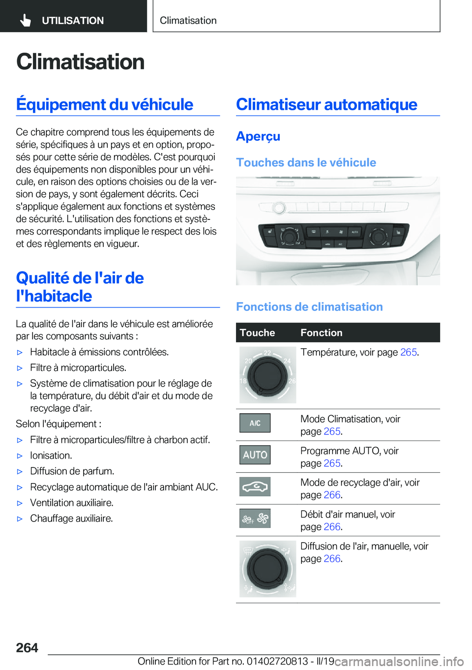 BMW X4 2019  Notices Demploi (in French) �C�l�i�m�a�t�i�s�a�t�i�o�n�