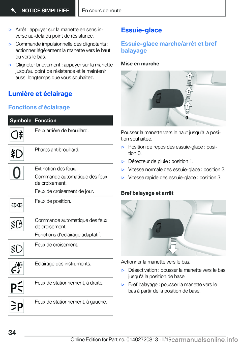 BMW X4 2019  Notices Demploi (in French) 'x�A�r�r�ê�t��:��a�p�p�u�y�e�r��s�u�r��l�a��m�a�n�e�t�t�e��e�n��s�e�n�s��i�nj�v�e�r�s�e��a�u�-�d�e�l�