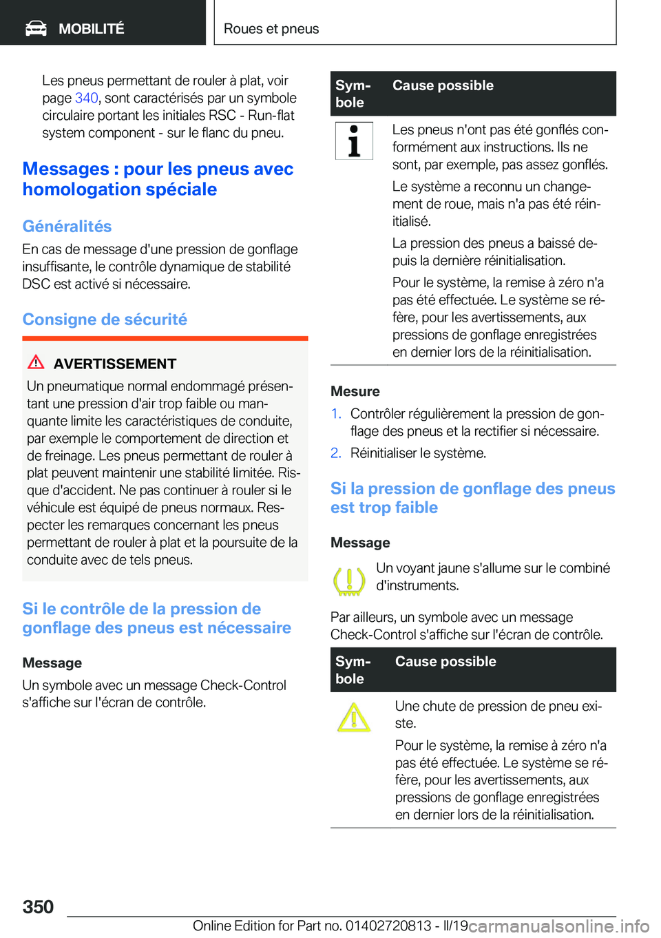 BMW X4 2019  Notices Demploi (in French) �L�e�s��p�n�e�u�s��p�e�r�m�e�t�t�a�n�t��d�e��r�o�u�l�e�r��